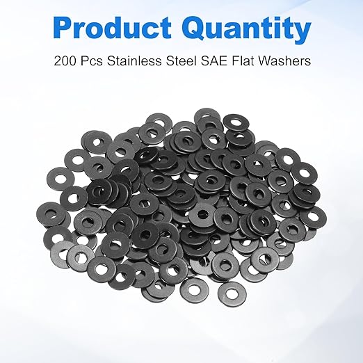 uxcell 200Pcs M4 Fender Washers, Carbon Steel Flat Washer 12mm OD, 1mm Thickness, Metal Gasket for Screws and Bolts, Black Oxide