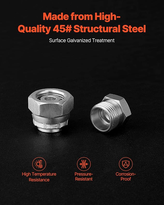 VEVOR 64 PCS DIN Hydraulic Fittings, Heavy Duty Master Industrial Hydraulic Cap and Plug, Hose Tube and Pipe Fitting Kit, Cap and Plug Kit with Precision Threading, Dash Sizes 14/16/18/22/26/30/36