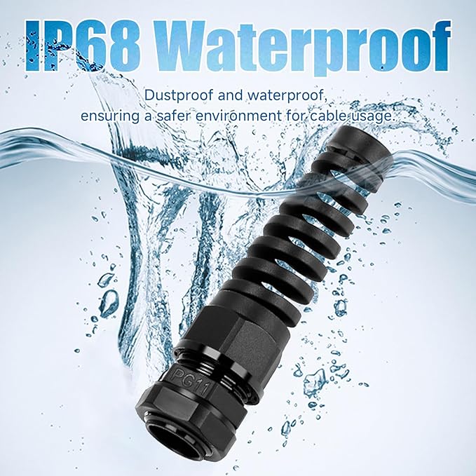 Cable Glands PG11 Nylon Cable Gland Waterproof joints with Strain Relief for 5mm-10mm Dia Wire, 10Pcs Suitable for Various Electrical