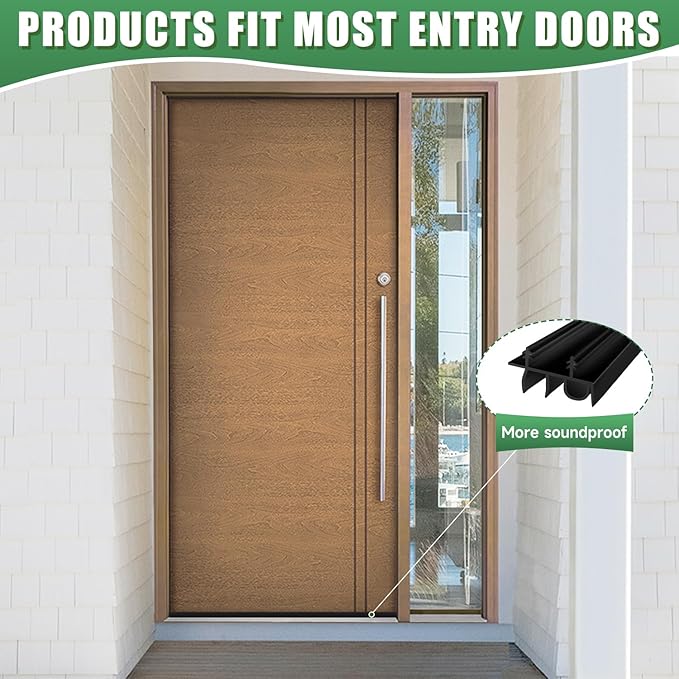 Door Draft Stopper, Cuttable Concealed Kerf/Channel Fit Under Door Seal, Draft Stopper Threshold Seal Bottom of Door Weatherstrip Kerf Weather Stripping Doors 39” Length (Black, 39 inch)