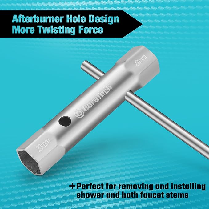 DURATECH 10-Piece Shower Valve Socket Wrench Set with Bar Handles, Metric, 6-22mm, for Removing Tub & Shower Valve, Home Plumbing Repairs