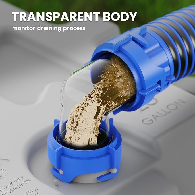 DUMPMAN RV Tote Tank Adapter, 90 Degree Clear Elbow, Easy to Use Bayonet Fitting, Built-in Odor-Tight Gasket