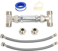 304 Stainless Steel Replacement Sensor Valve Kit for Hot Water Recirculating Pump System - Includes Valve, 2x 20-inch PEX Supply Lines, Adaptors & Teflon Tape - Potable Water