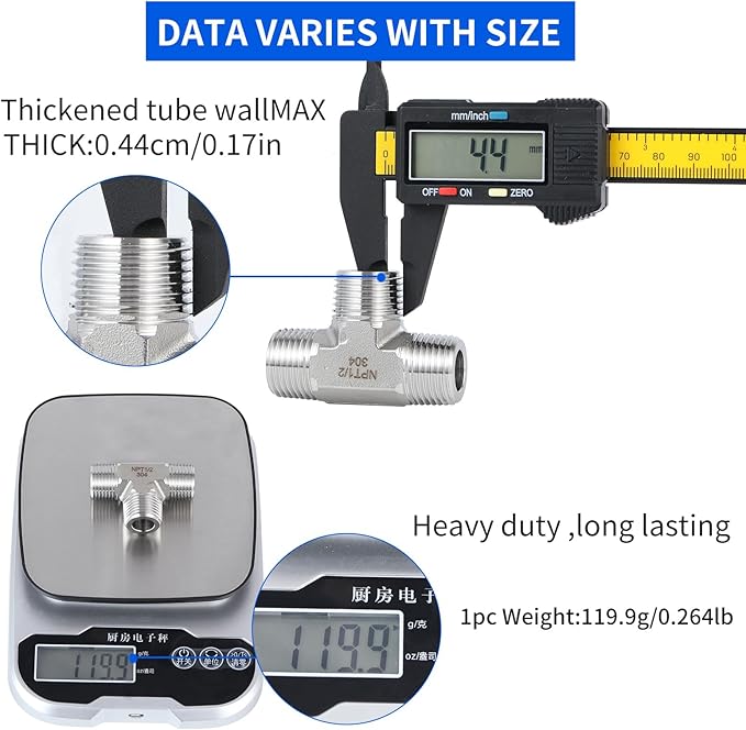 2 piece,NPT1/2Male - NPT1/2Male - NP1/2Male tee, 3WayConnector, Fabricate of 304 Stainless Steel.