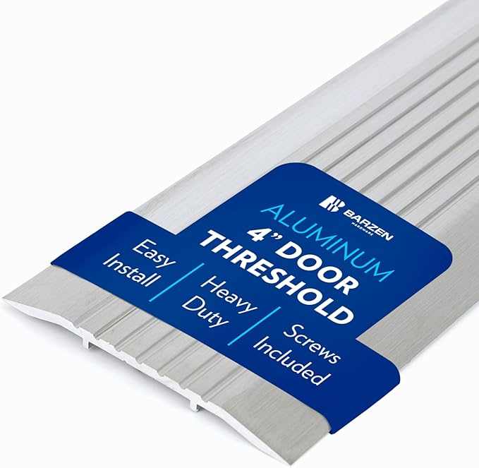 Door Threshold - Premium Low-Profile Corrugated Aluminum Door Saddle Flat Transition Door Saddle - ADA Wheelchair Compliance- Aluminum Mill Finish, 4" Wide x 72" Long