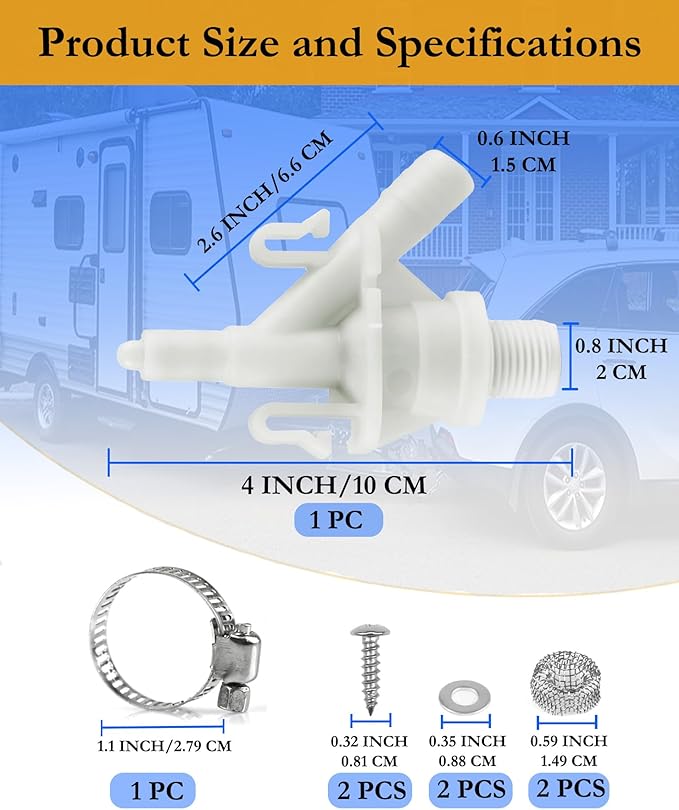 Upgraded RV Toilet Water Valve Replacement Kit for Dometic Toilets 300, 310, 320-385311641 RV Toilet Parts, Freeze-Resistance & Leakage-Resistant, for Camper Pedal-Flush Toilet