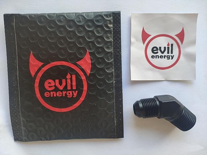 EVIL ENERGY 8AN Male Flare to 1/2" NPT Pipe 45 Degree Fitting Adapter Aluminum Black