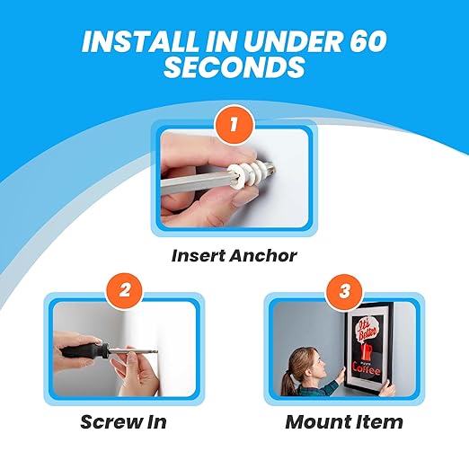 Drywall Anchors and Screws Kit – 30pcs #8 x 1-1/4” Self Drilling Anchors – No Pre-Drill Required – Heavy Duty Wall Anchors for Drywall – Holds Up to 75lbs