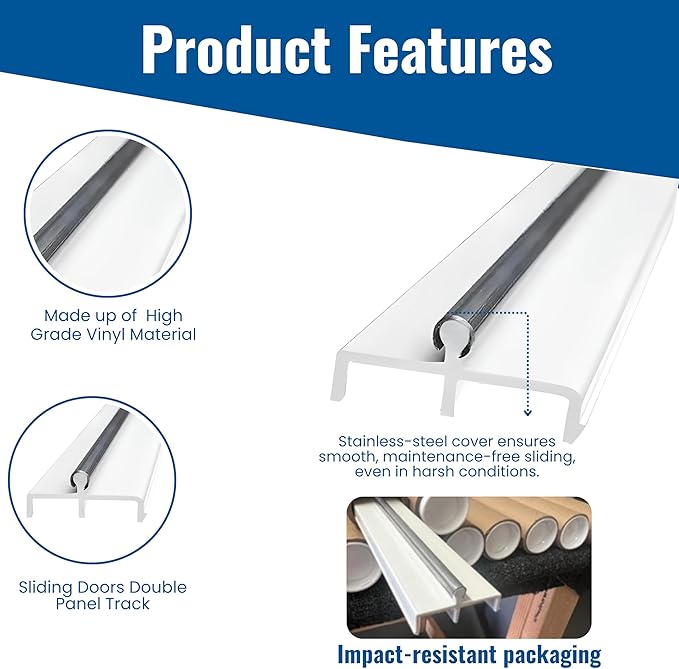 CBW Doors Sliding Doors Double Panel Track (1, 72 Inch)