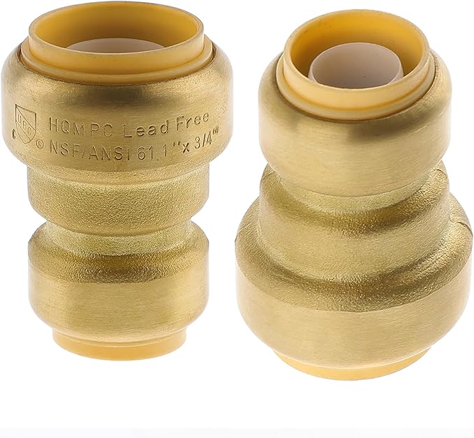 HQMPC Push Fit PEX Fittings Straight Coupling 3/4"x1, Push-to-Connect Copper, CPVC, No Lead Brass Plumbing Fittings 2PCS 3/4"x1")