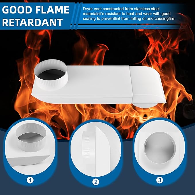 OEM Upgraded 12-19 in Adjustable Periscope Dryer Vent，stainless steel Dryer Vent, Fit for all 4in Dryer Vent Outlet,for tight space square duct dryer vent pipe,Telescoping Dryer Vent Kit (white）