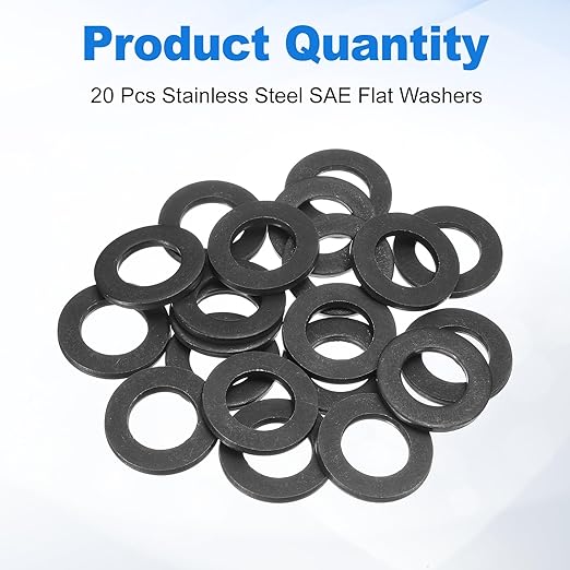 uxcell 20Pcs M16 Fender Washers, Carbon Steel Flat Washer 30mm OD, 3mm Thickness, Metal Gasket for Screws and Bolts, Black Oxide