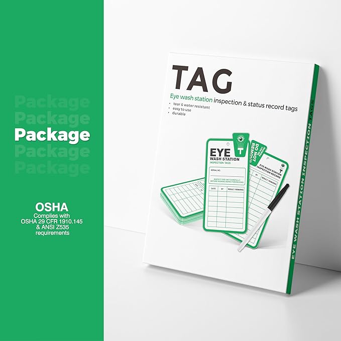 Eye Wash Station Inspection Tags 25 Pack, Plastic Eyewash Inspection Safety Tags, Yearly Monthly Weekly Inspection Records Tag for Eye Wash Station, OSHA Eye Wash Tag Test Cards