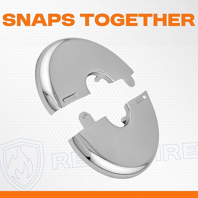 Retrofit Fire Sprinkler Escutcheon Cover Plate 1/2" IPS - Flat 2 Piece Stainless Round Split Flange for Easily Covering Gaps Between Fire Sprinkler Pipe and Ceiling or Wall - 1 PK