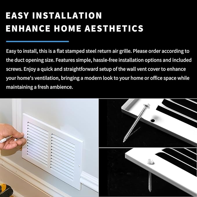 20x10 Return Air Grille(Duct Opening Size),Air Return Vent Cover,Flat Vent Cover,Rejillas De Aire Acondicionado para Casa,Return Air Grilles,Outer Dimensions:21.75"Wx11.75"H(20"Wx10"H, Duct Opening)