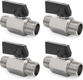 ChillWaves Brass Mini Ball Valve, Shut Off Switch Ball Valve 3/8" NPT Male x 3/8" NPT Male Thread Pipe Fitting(4-PACK)