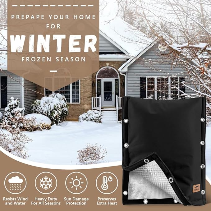 Backflow Preventer Insulation Cover - 3 Way Opening Pipe Insulation Cover for Irrigation Valve, Sprinkler Cover for Outside - Winter Freeze Protection Backflow Cover - 16" W x 20" H, Black