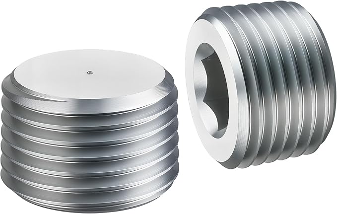EVIL ENERGY 1/2" NPT Plugs Aluminum Socket Allen Head Silver, Pack of 2