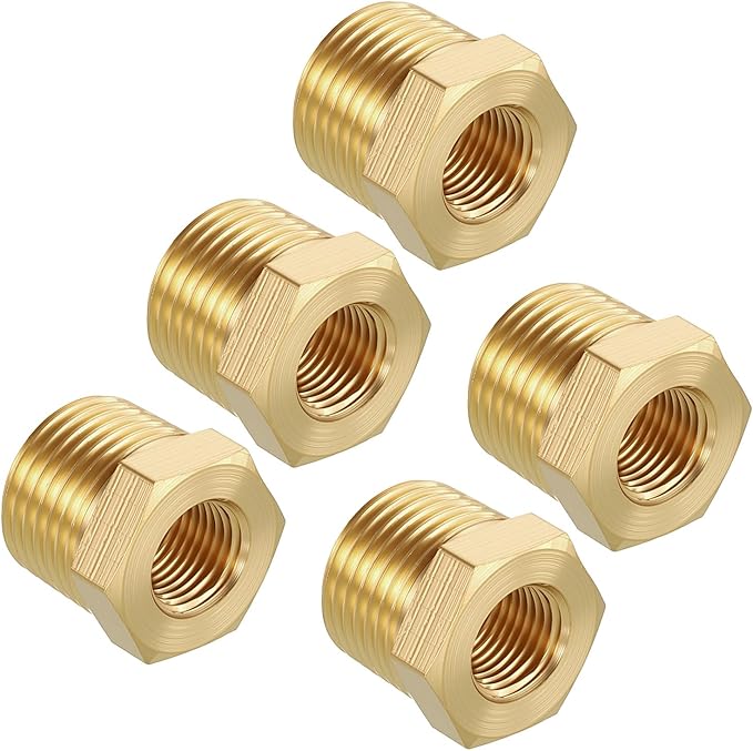 Pack of 1, 3/8" NPT Male to 1/8" NPT FeMale Solid Brass Hex Bushing, Hose Fittings Adapter Threaded Reducer Heavy Duty for Pipe Leak Repair, Bathroom Remodel, Compression