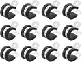 uxcell 5/8"(16mm) Cable Clamp, 304 Stainless Steel Rubber Cushioned Insulated R Shape Metal Clamp Tube Holder for Pipe Hose Wire Cord Installation 12Pcs