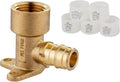 (Pack of 5 Sets) EFIELD Pex A Expansion Brass Fittings 1/2"x 1/2" Female NPT Drop-ear Elbow, F1960 with 5 Pieces 1/2 inch Expansion Rings
