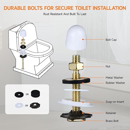 Jamini Wax Ring Kit for Toilet Installation, Compatible with 3" and 4" Drain Pipes, Fits Above-Floor or Horizontal Flanges, Leak Prevention, Includes Brass Bolts, Nuts, Washers, Easy to Install