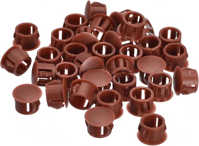 uxcell 12mm(15/32") Plastic Hole Plugs, 36Pcs Flush Type Panel Round Snap in Fastener Knockout Locking Plugs for Furniture Insert End Caps Panels, Red