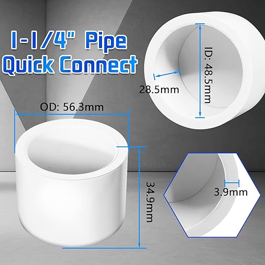 1-1/4inch White PVC Pipe End Cap Plug, 10Pcs PVC Pipe Plug Socket Fitting Adapter Connector for Building PVC Furniture DIY Garden Shelf, Schedule 40