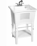 Zenna Home Utility Sink for Laundry Room and Garage, Freestanding Laundry Sink for Garage or Kitchen, Indoor & Outdoor Utility Tub with Pull-Out Faucet, Towel Bar, 24" W x 24" D x 36.75" H, White