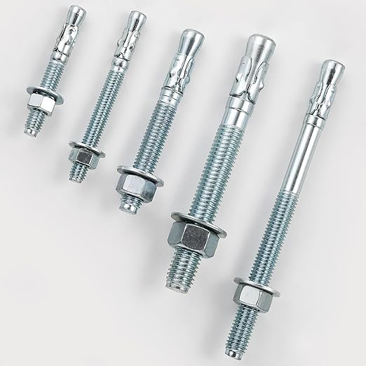 3/4x8 10Pcs Inch Standard Fasteners for Heavy-Duty Zinc Wedge Anchors for Cement and Concrete