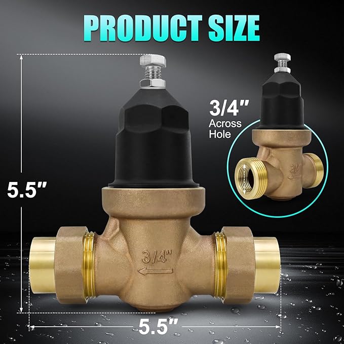 3/4" NR3XL Pressure Reducing Valve With Double Union FNPT Connection,Water Savings And Energy Savings,Primarily Used In Residential Settings And Public Entrances