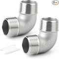TAISHER 2PCS 304 Stainless Steel 90 Degree elbow,3/4" NPT Male × 3/4" NPT Male Thread Pipe Fitting