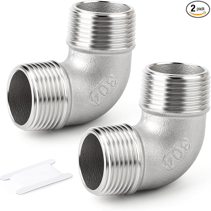 TAISHER 2PCS 304 Stainless Steel 90 Degree elbow,3/4" NPT Male × 3/4" NPT Male Thread Pipe Fitting