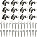 PATIKIL 12Pcs Pipe Clamps, 5/8 Inch 304 Stainless Steel Rubber Cushioned U Bracket Conduit Clamps Pipe Strap Wire Clips with Hexagonal Screw for Tube Hose Cord Installation, 16mm