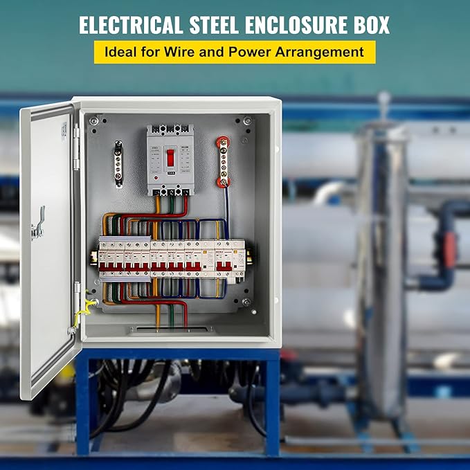 VEVOR NEMA Steel Enclosure 10×8×6,NEMA 4X Steel Electrical Box,IP66 Waterproof & Dustproof,Outdoor/Indoor Electrical Junction Box,with Mounting Plate