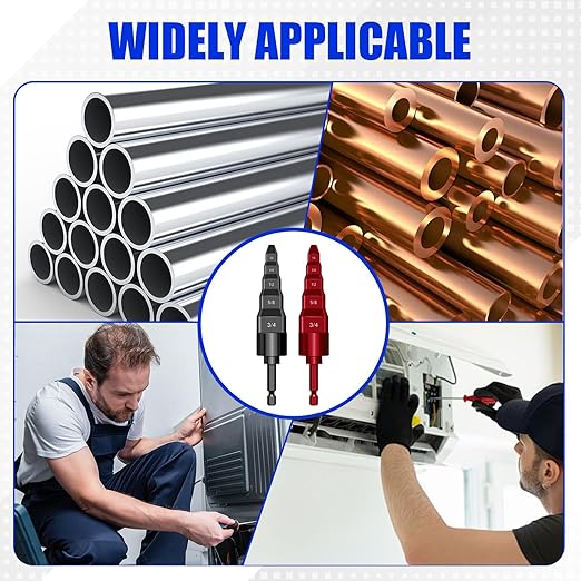4 Sets HVAC Flaring Tools, Swaging Tube Repair 5 in 1 Air Conditioner Copper Pipe Expander Flaring Swaging Drill Set Copper Tubing Tool with 1/4", 3/8", 1/2", 5/8", 3/4" Bits, Black and Red