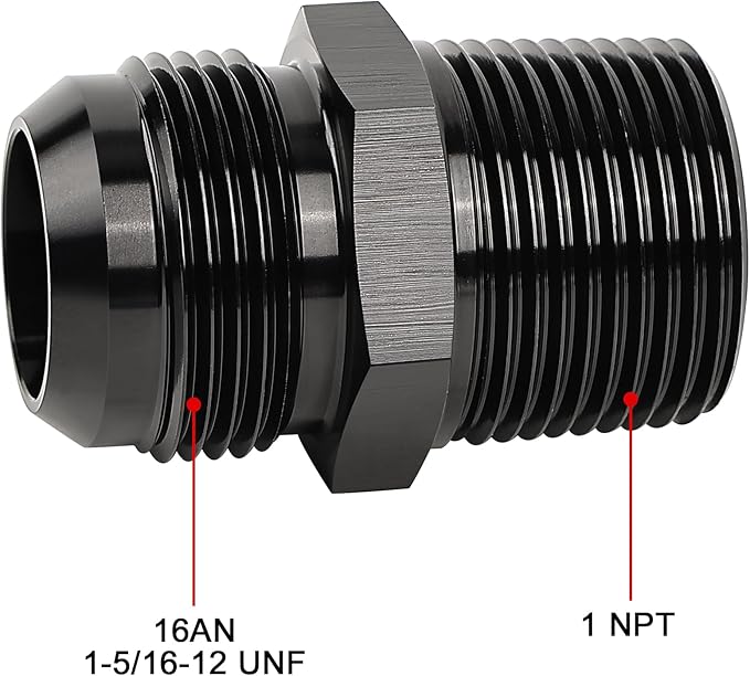 EVIL ENERGY 16AN Male Flare to 1 NPT Fitting Adapter Straight Aluminum Black