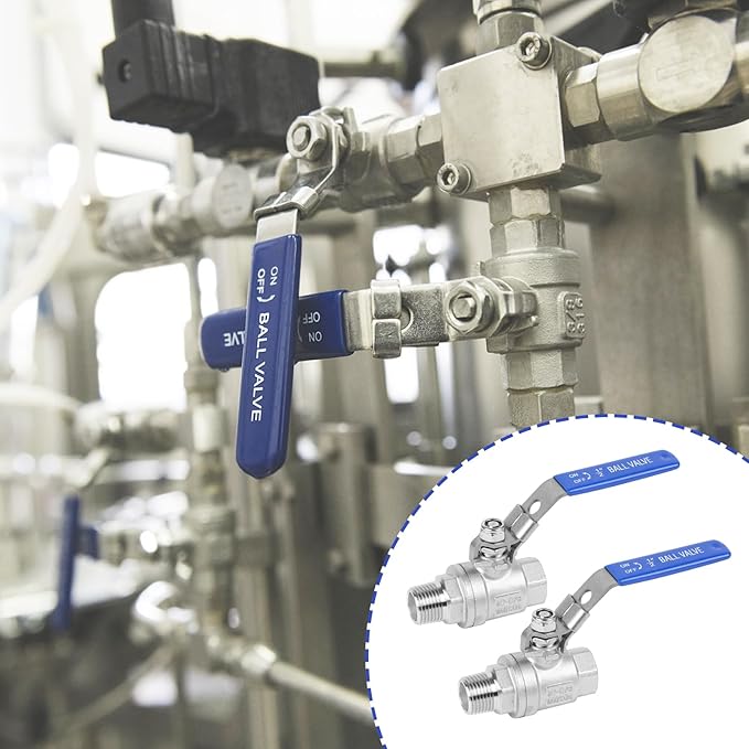 YADIAN 4 Pack Full Port Ball Valve 1/2 Inch - NPT Male x Female 304 Stainless Steel Heavy Duty Shut Off Valve with Locking Device for Water, Oil, and Gas, 1000WOG (1/2'' NPT, Pack of 4)