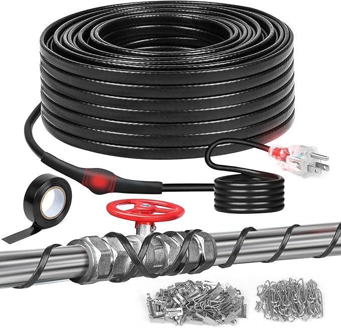 130FT Heat Tape for Water Pipes, -40°F Deicing Cable,Pipe Heat Cables for Roof,Gutter，Farm，Freeze Protetion Heating Wires, Heated Water Hose,Plumbing Fixtures,120V 5W/FT (130FT)
