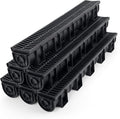6 Pack Trench Drain System, Channel Drain with Plastic Grate, Driveway Drainage Channel Systems,Channel Drain Pipe Outdoor Trench Drainage System,5.9X5.1X39 Inch