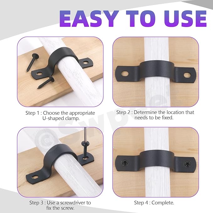 Swpeet 10Pcs 20mm Two Hole U Bracket Clamp with 20Pcs Self-tapping Screws Kit, U-Clamps, Metal Pipe Clamps, Pipe Strap Clamps, Conduit Tension Clips for Fixing Pipe or Cable