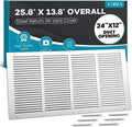 VOISEN Return Air Grille,Fits 24x12 Duct Opening,Steel Return Vent Cover, White Vent Cover Grill for Sidewall and Ceiling,HAVC Cold Air Return Vent Cover,Overall Size:25.8"W X 13.8"H