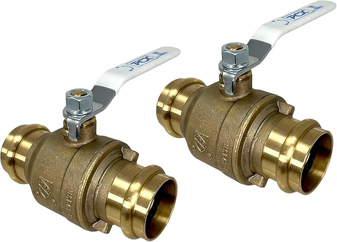 [2-Pack] PROCURU 2-Inch (2") Press Copper Ball Valve, Heavy Duty Brass Body, Full Port, LF Certified Safe (3BP200-2P)