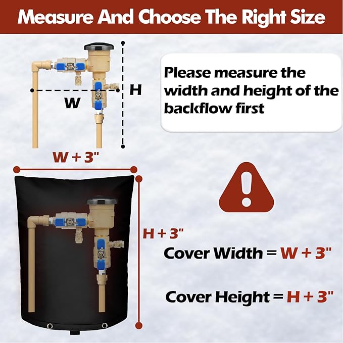 SUNICO Backflow Preventer Insulation Cover (5°F) - 5-Layer Upgrade Insulated Design Sprinkler Covers for Outside,16" W X 20" H, Backflow Insulation Cover for Sprinkler Valve ,Winter Freeze Protection