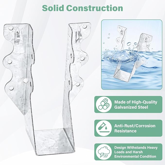 50 PCS 2"x6"Joist Hanger,20 Gauge Double Shear Face Mount Rafter Hanger for Deck Brackets,Rafter Brackets,Hurricane Ties for rafters