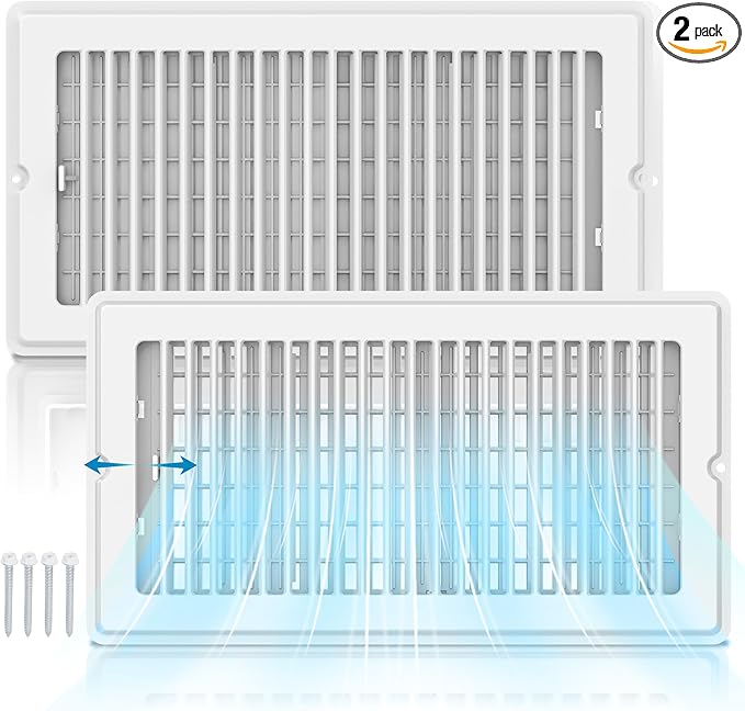 Floor Register 6x12-2 Pack Vent Covers for Home Floor Wall Ceiling with Screw Heavy Duty Steel Walkable Finish Metal Floor Vent Covers Adjustable Airflow HVAC Register Grilles