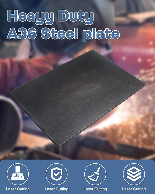 1/4'' x 6'' x 12'' Steel Plate, 2 Pcs Steel Sheet Weldable Metal Sheet, A36 Steel Base Plate for Structural Support and Industrial Use