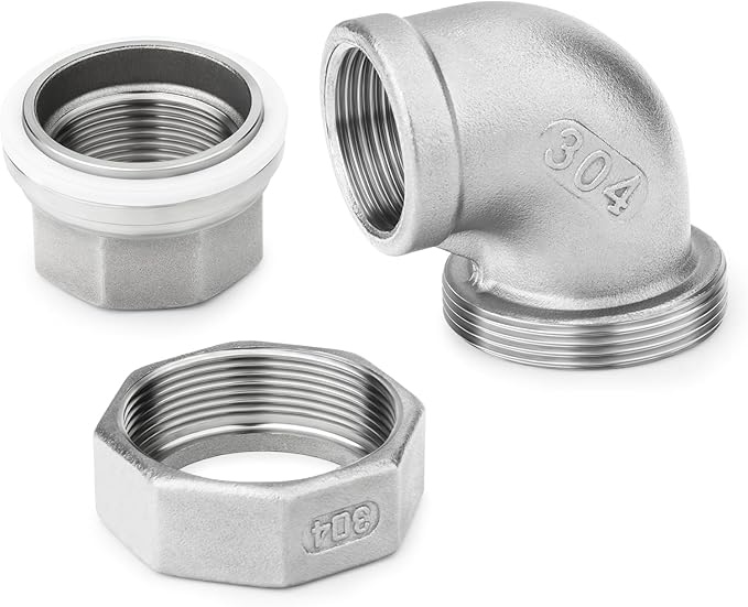 TAISHER 2PCS 304 Stainless Steel 90 Degree Elbow Union，1/4" NPT Female x 1/4" NPT Female Cast Pipe Fitting