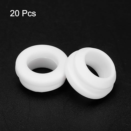 MECCANIXITY 20Pcs Snap Silicone Rubber Grommet Plug Mount Dia 14mm ID 10.5mm Narrow Groove Width 2mm Seal Anti-Scratch Sleeves for Electrical Box Cable Pipes White