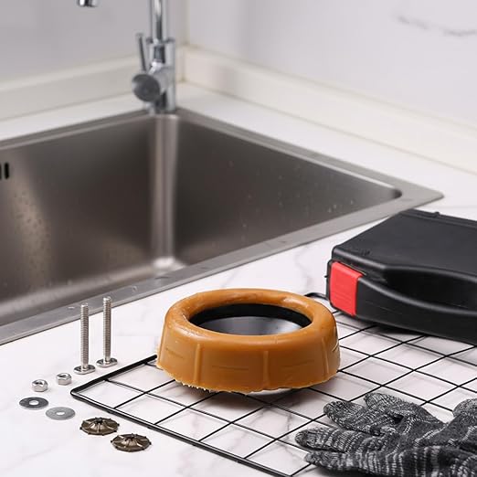 Marsui 60 Pcs Toilet Wax Ring Kit Include Retainer Washers and Thick Flange Closet Bolts Bolt Cap Fits 3" and 4" Waste Lines for Toilet Gas Odor Watertight Sealing(Upgraded Version,1.57 Inch)